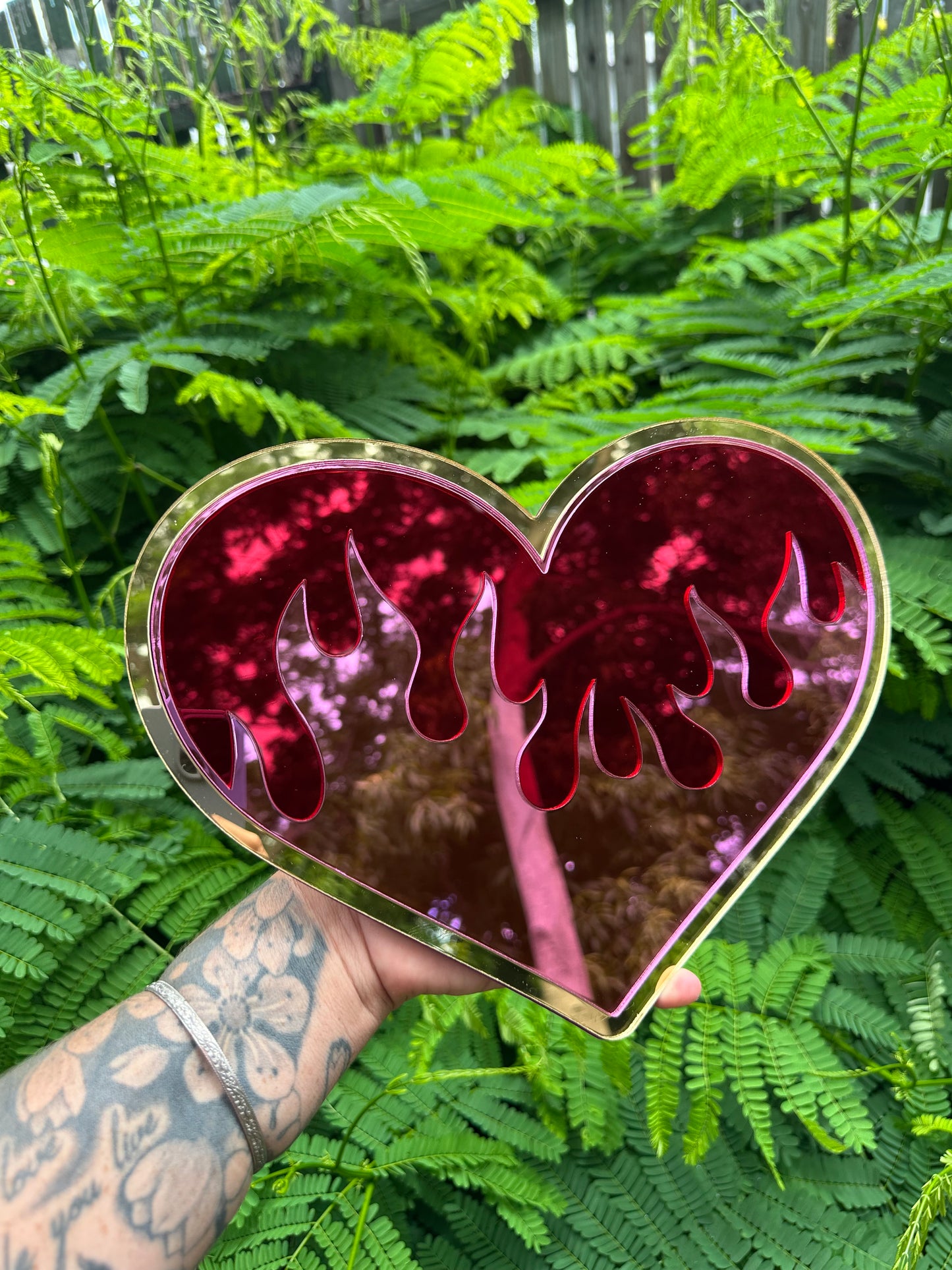 Flame heart - Mirror Acrylic Wall Art
