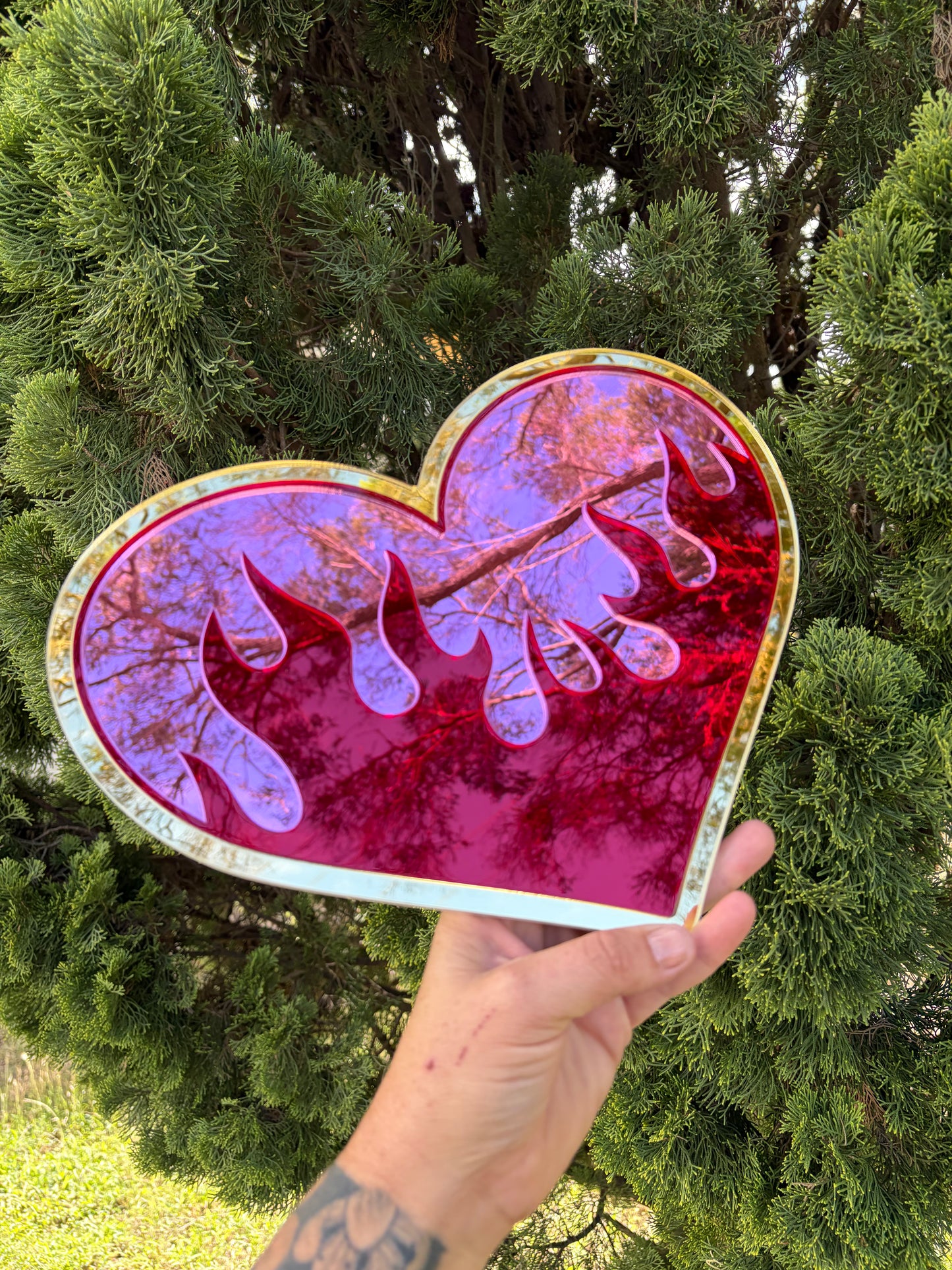 Flame heart - Mirror Acrylic Wall Art