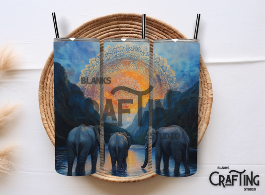 #10 Sublimation Print - Elephants - 20oz Straight Tumbler