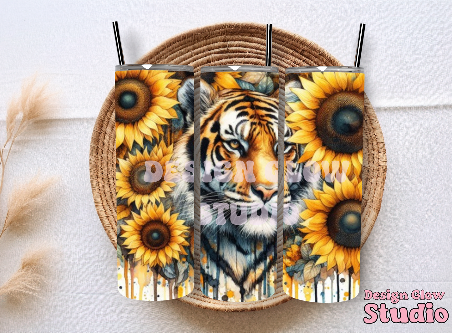 #16 Sublimation Print - Tiger - 20oz Straight Tumbler