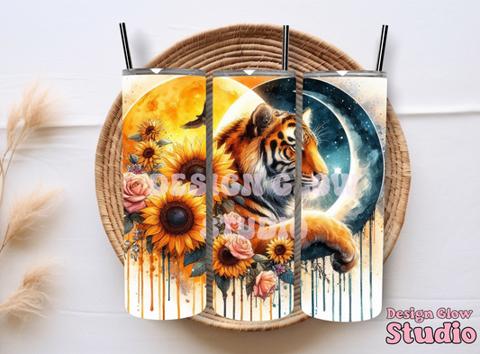 #21 Sublimation Print - Tiger - 20oz Straight Tumbler