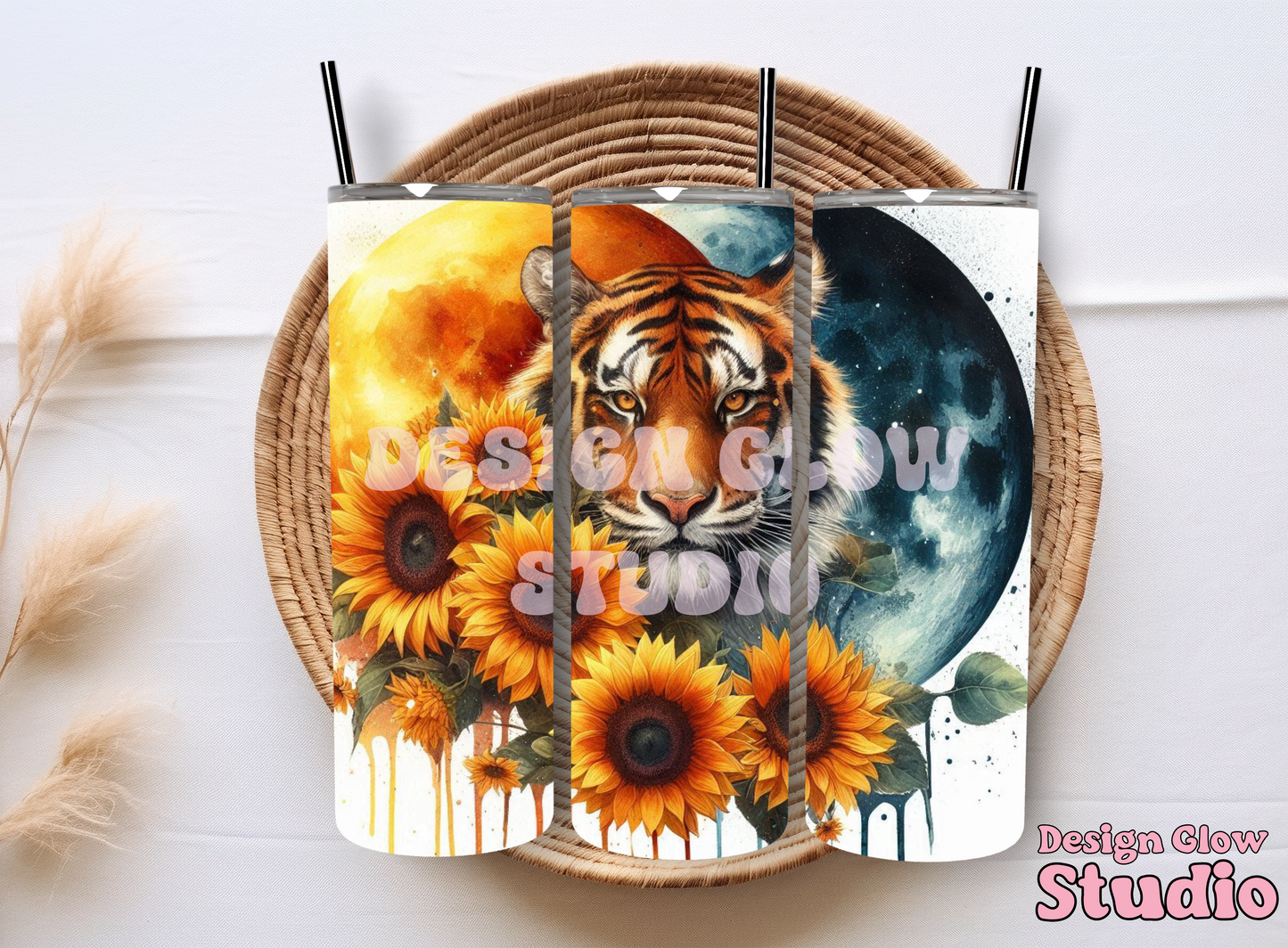 #22 Sublimation Print - Tiger - 20oz Straight Tumbler