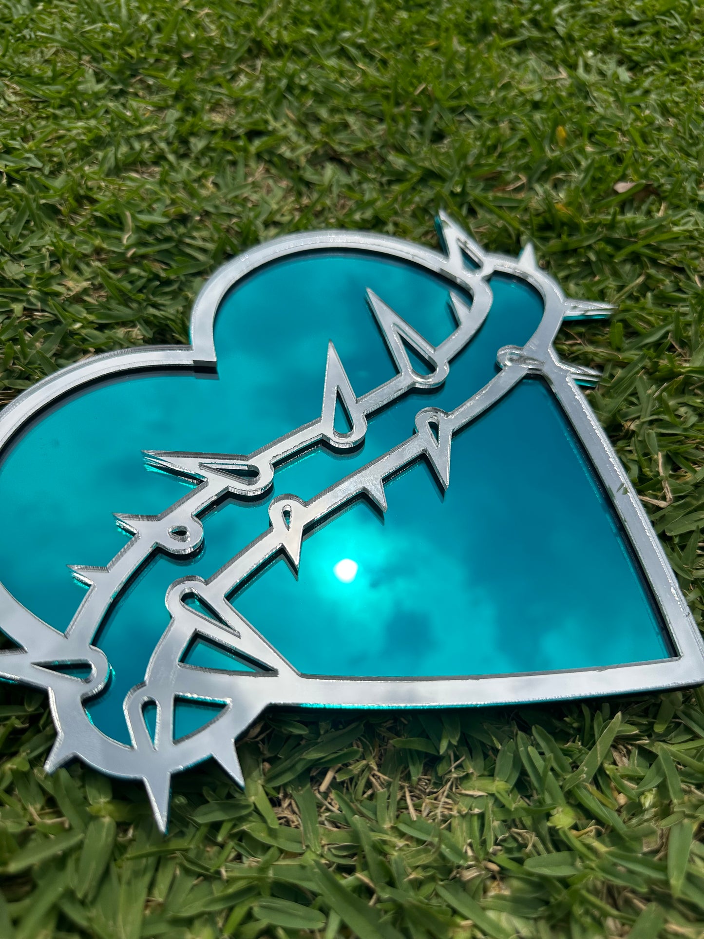 Tattoo Heart Mirror with Thorns Wall Art