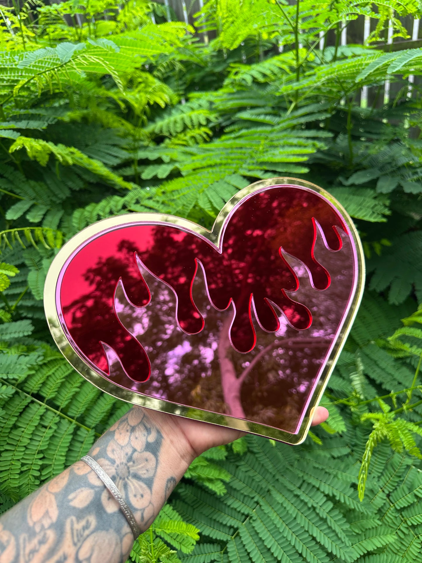 Flame heart - Mirror Acrylic Wall Art