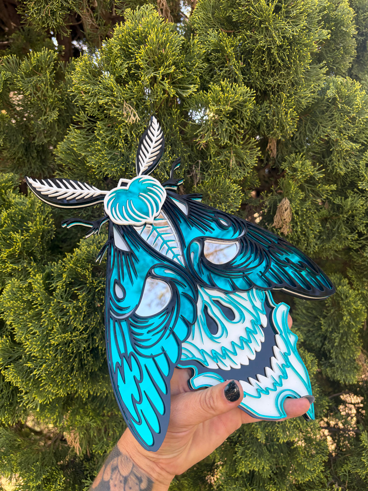 Teal Moth  - Mirror Acrylic Wall Art