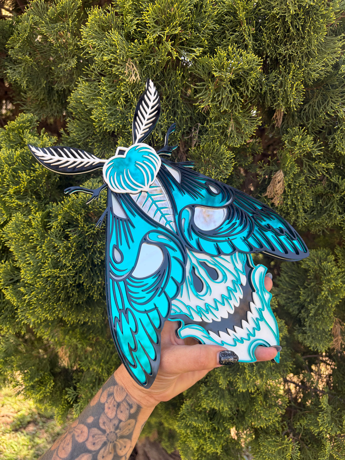 Teal Moth  - Mirror Acrylic Wall Art