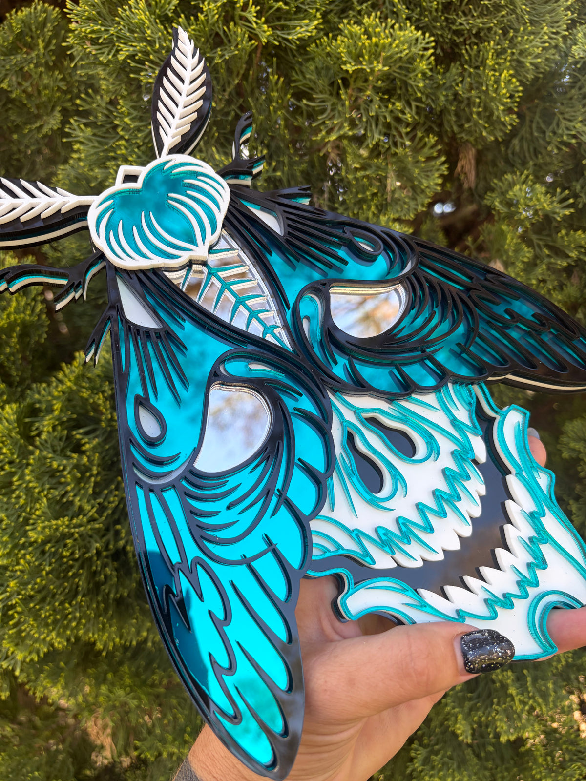 Teal Moth  - Mirror Acrylic Wall Art