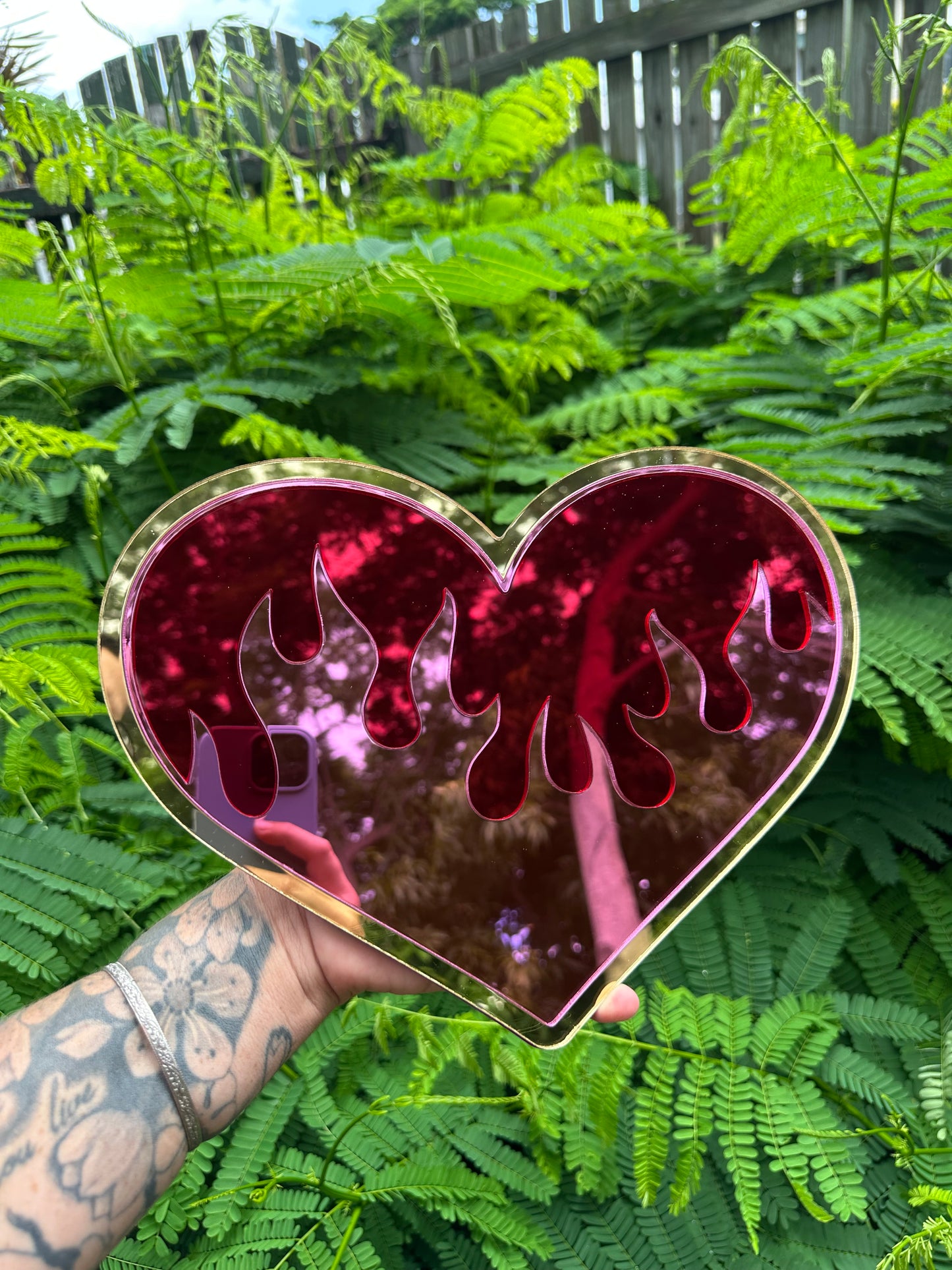 Flame heart - Mirror Acrylic Wall Art