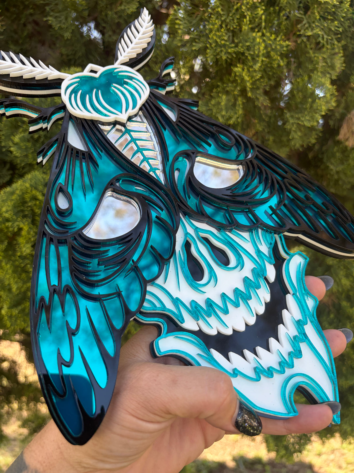 Teal Moth  - Mirror Acrylic Wall Art