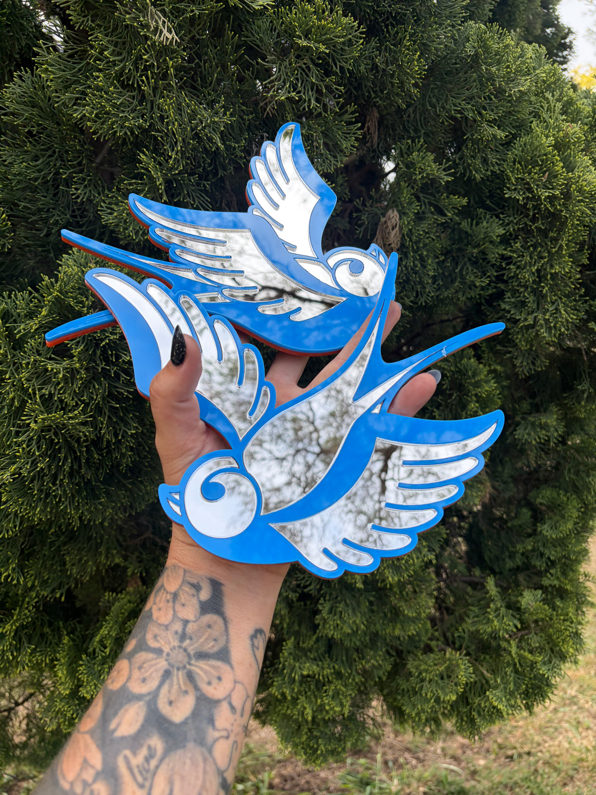 Swallow Pair  - Mirror Acrylic Wall Art