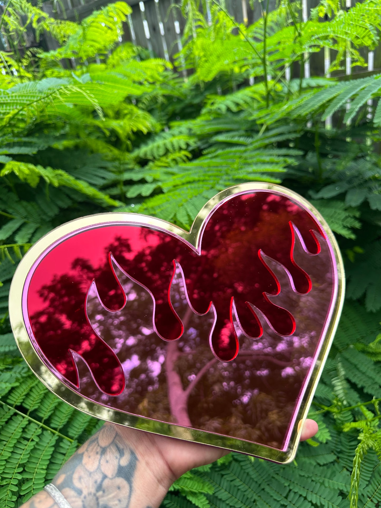 Flame heart - Mirror Acrylic Wall Art