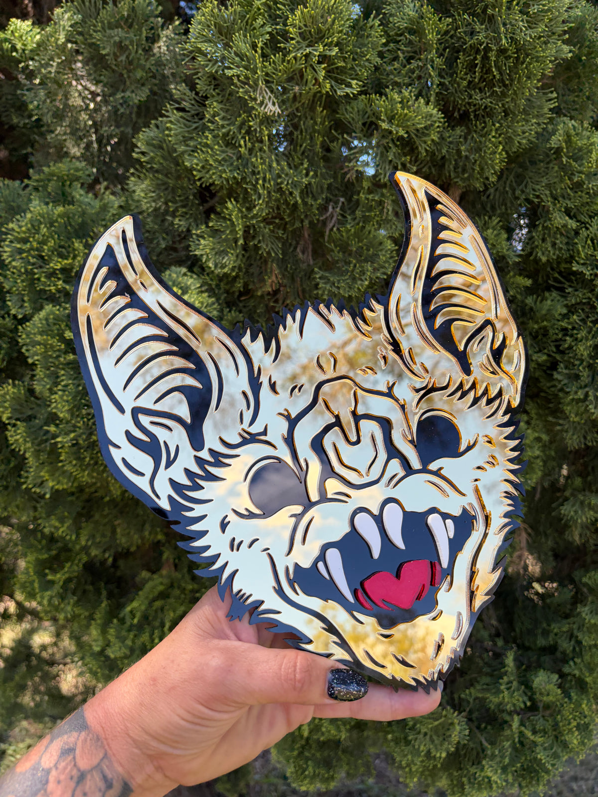 Bat Face Gold - Mirror Acrylic Wall Art