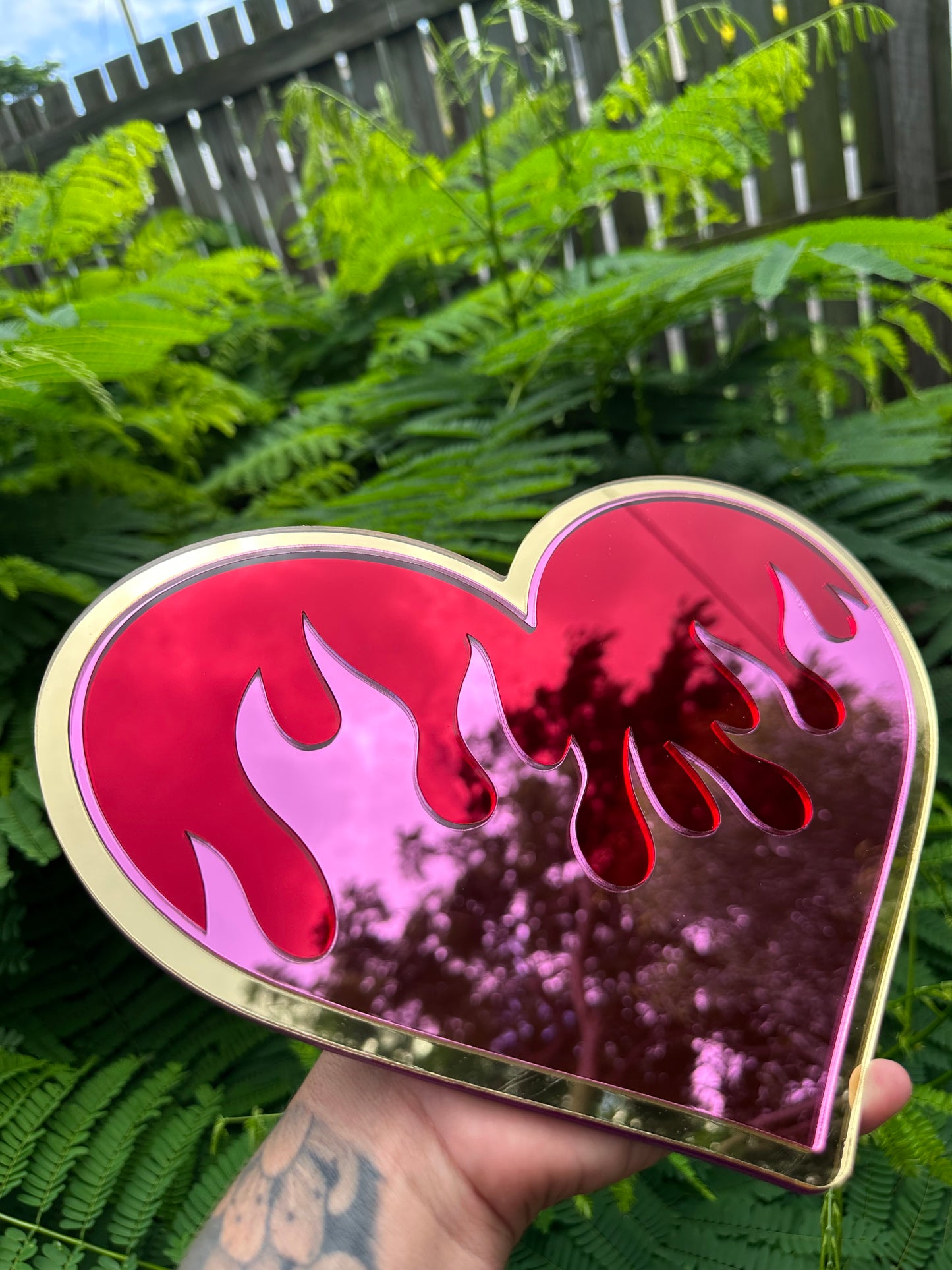 Flame heart - Mirror Acrylic Wall Art
