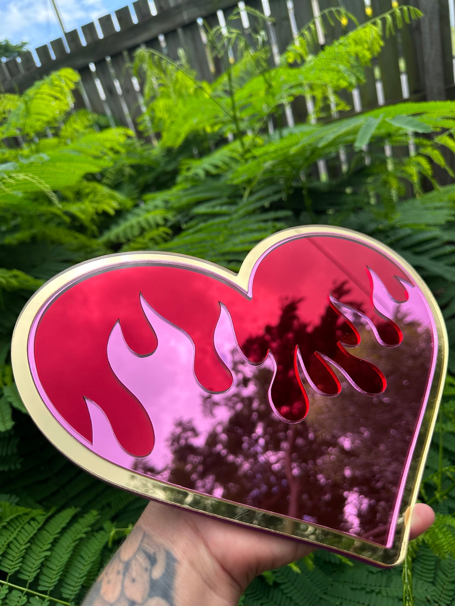 Flame heart - Mirror Acrylic Wall Art