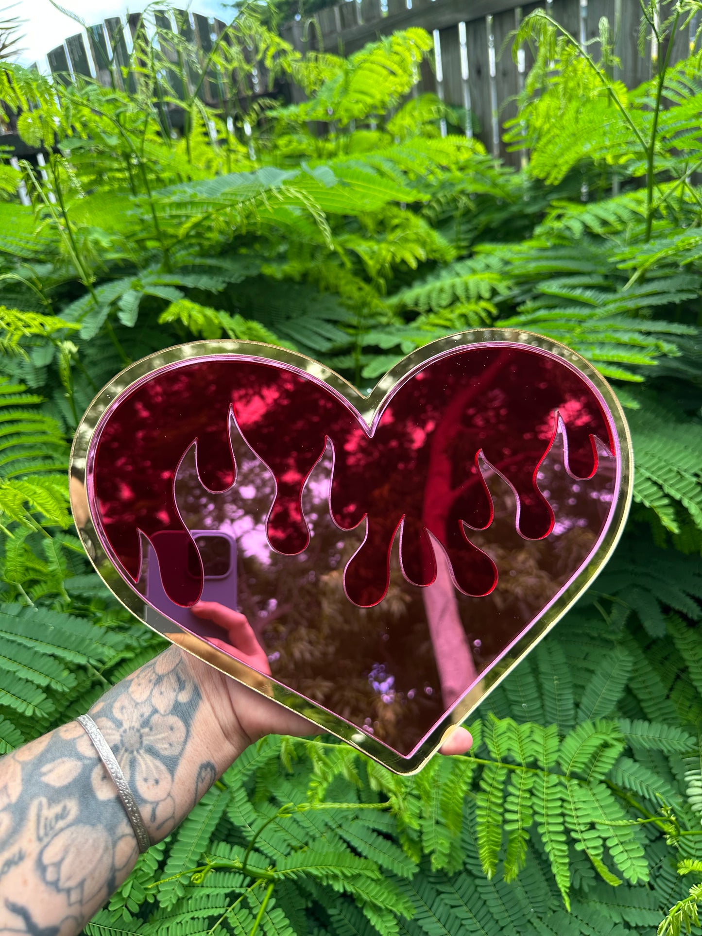 Flame heart - Mirror Acrylic Wall Art