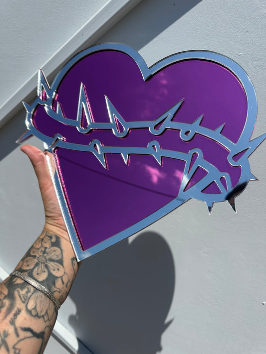 Tattoo Heart Mirror with Thorns Wall Art