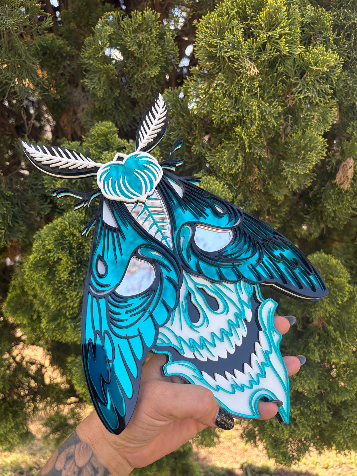 Teal Moth  - Mirror Acrylic Wall Art