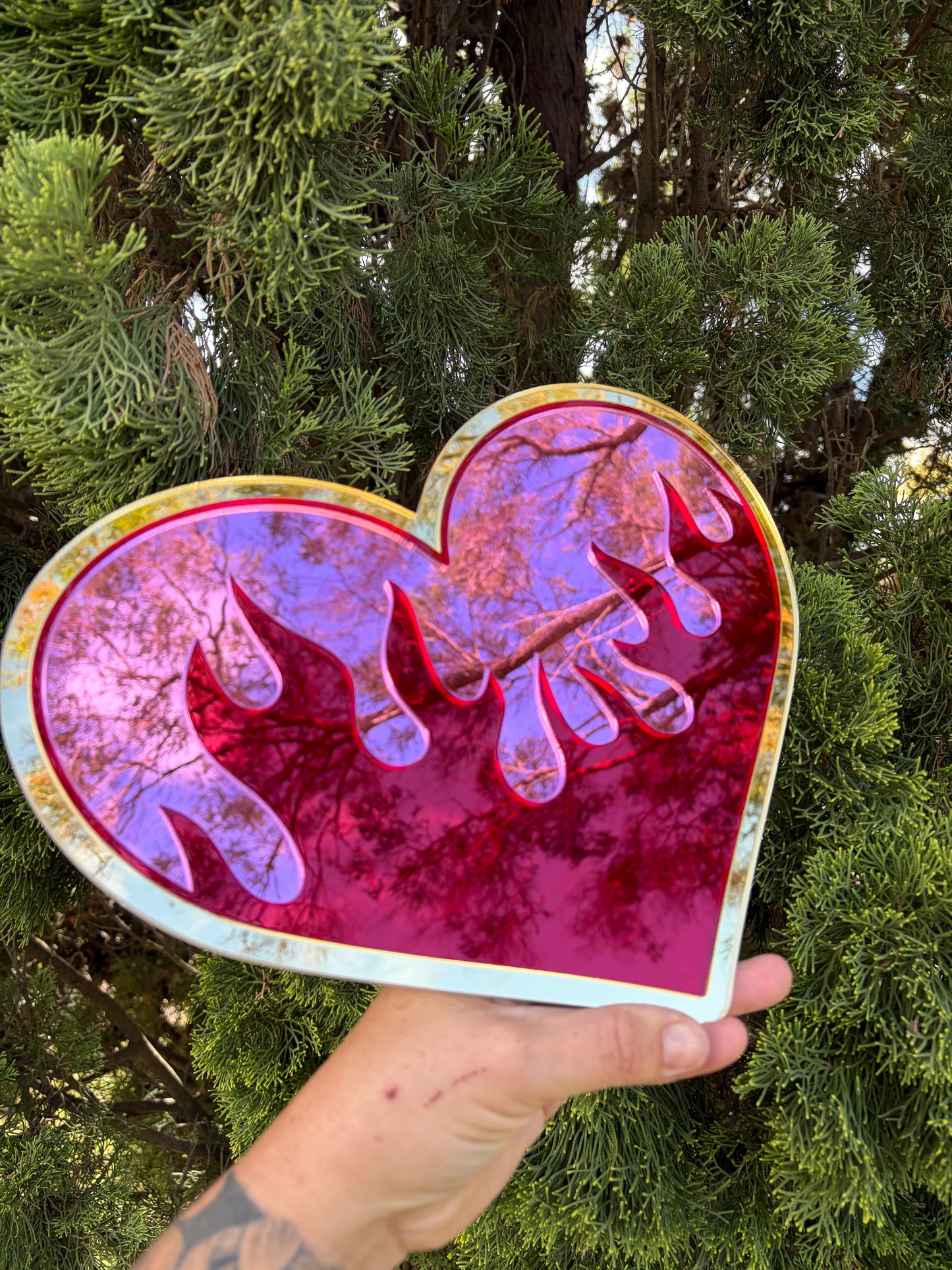 Flame heart - Mirror Acrylic Wall Art