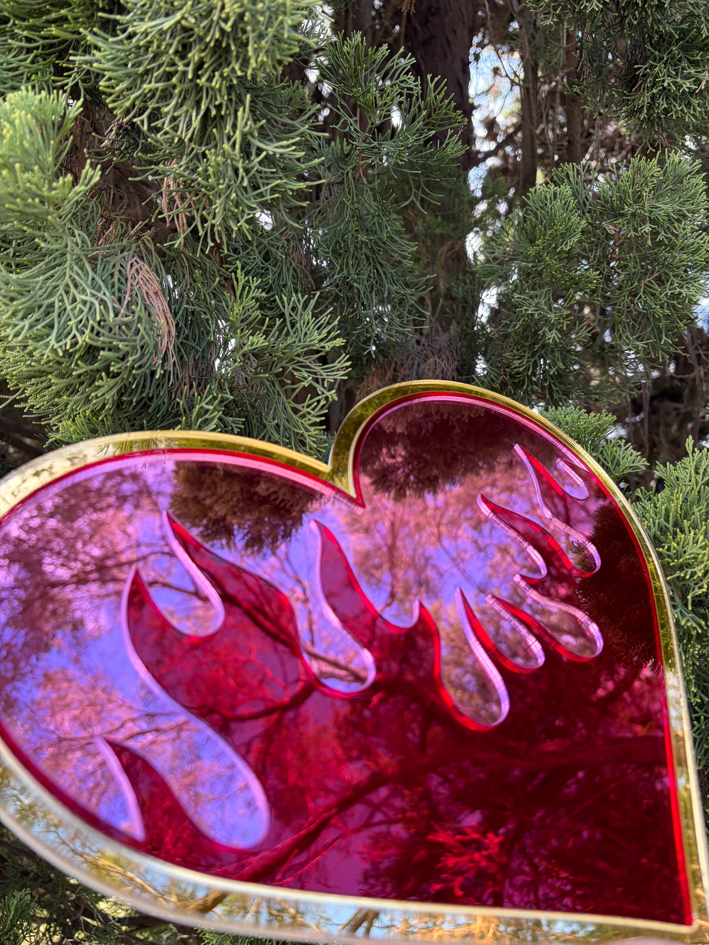 Flame heart - Mirror Acrylic Wall Art
