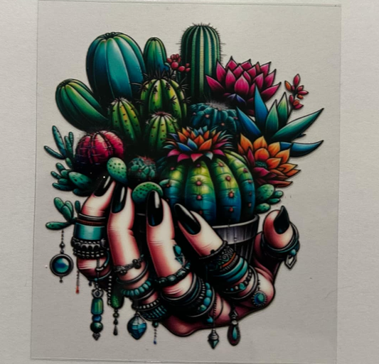 Hand with cactus - UV DTF DECAL